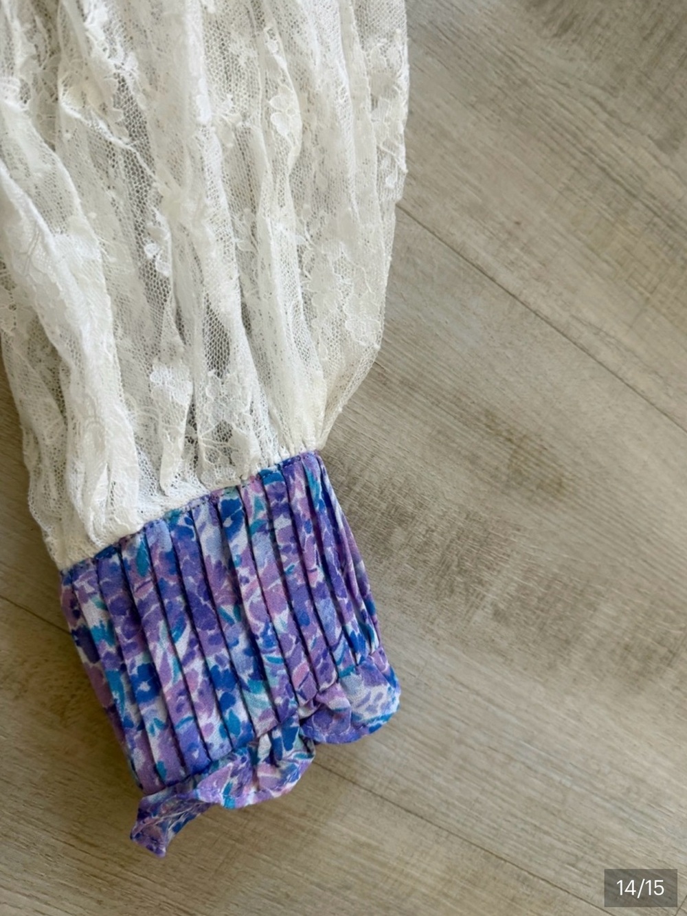 For Love & Lemons Lavender-Blue Floral Lace Mini Dress - Picture 12 of 13